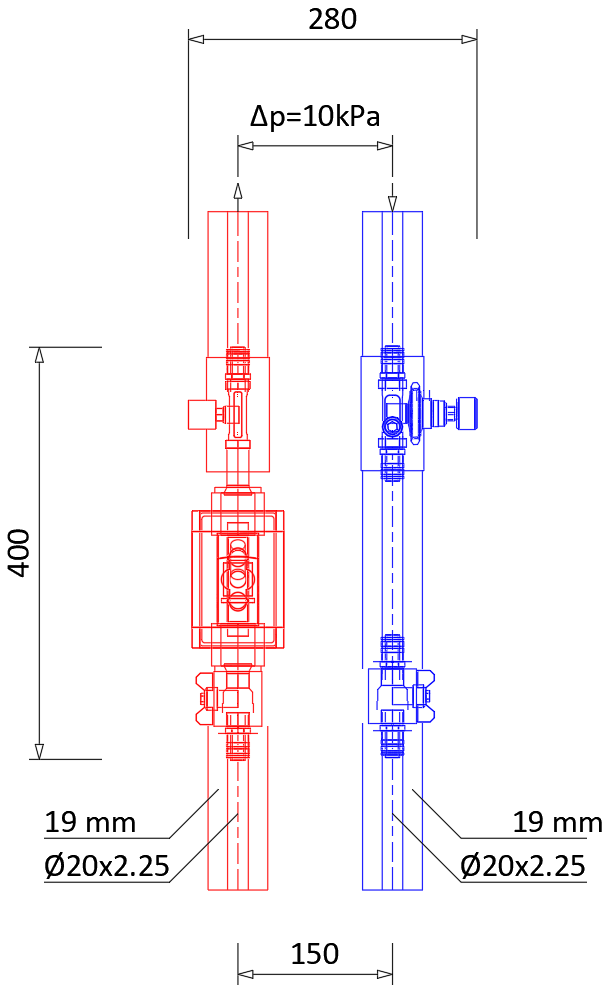 Option A: metered heating connection — figure from the unit presentation